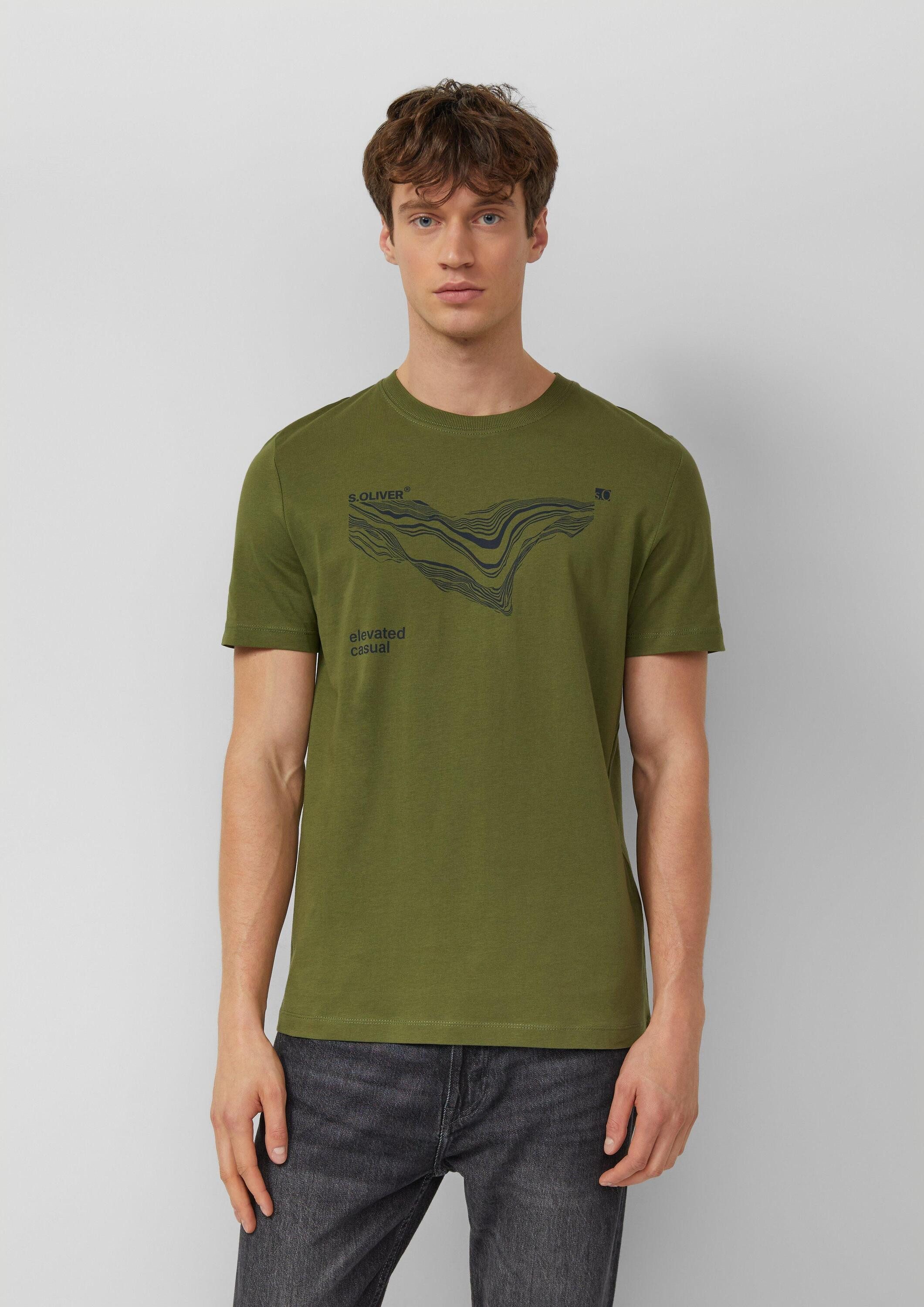 s.Oliver Kurzarmshirt T-Shirt Baumwoll-T-Shirt mit Crew Neck und Front-Print