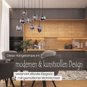 bmf-versand Hängeleuchte Hängelampe Esszimmer Hängeleuchte Wohnzimmer Rauchglas Pendelleuchte, Leuchtmittel wechselbar, Rauchglas