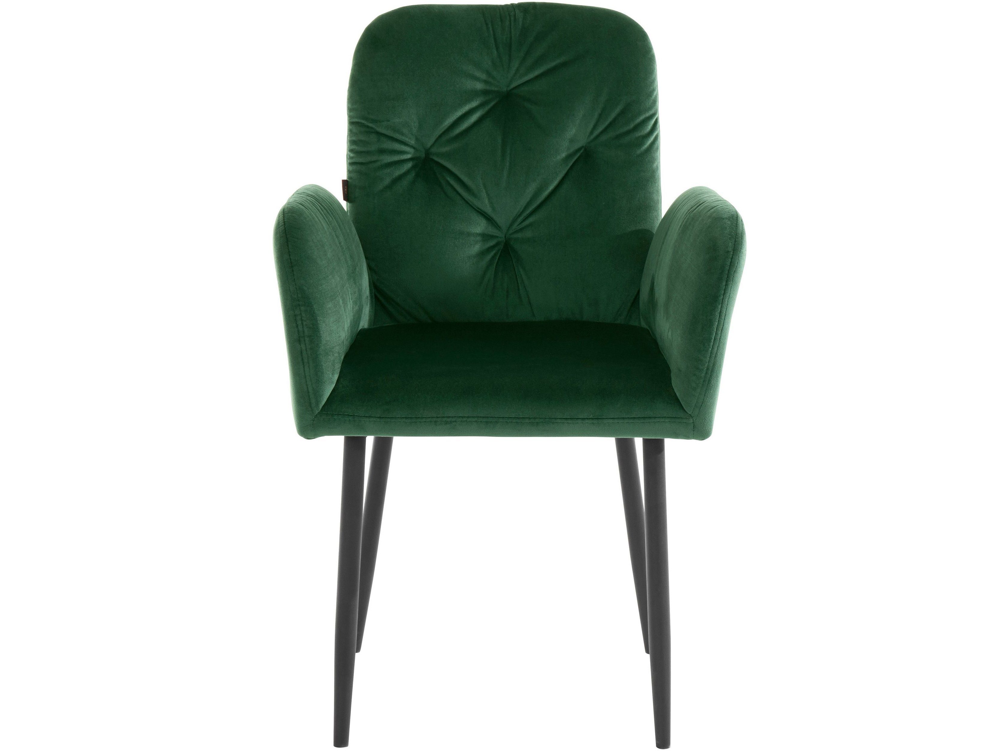 dunkelgrün Samtoptik, 2 | St), Sitzhöhe dunkelgrün Armlehnstuhl in Esszimmerstuhl, 49 Milton Bezug cm loft24 (Set,