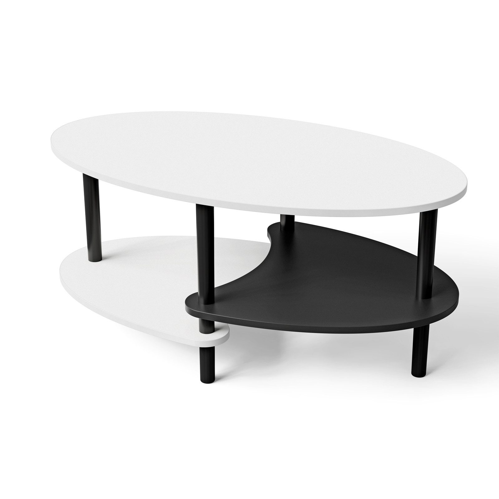 JEOBEST Couchtisch Doppelschicht Couchtisch, Beistelltisch Sofatisch mit 2 Etagen Ablagen, Wohnzimmertisch Oval 90 x 50 x 42cm, einfacher …