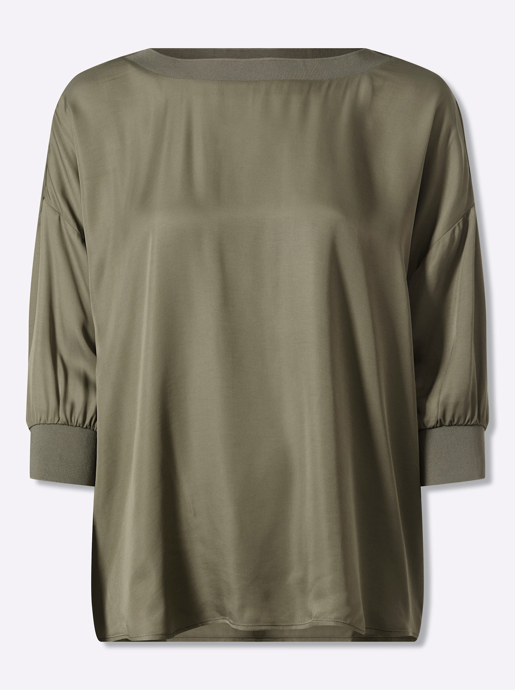 Klassische Bluse Satin-Bluse 3/4-Arm