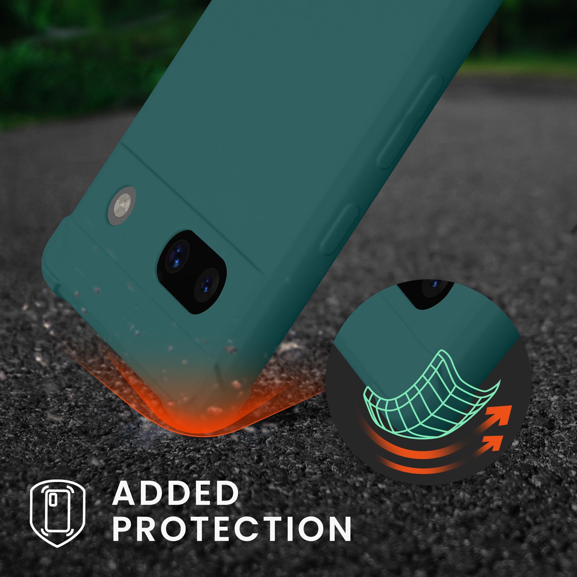 kwmobile Etui Hülle für Google Pixel 7a, mit Metall Kette zum Umhängen - Silikon Handy Cover Case Schutzhülle