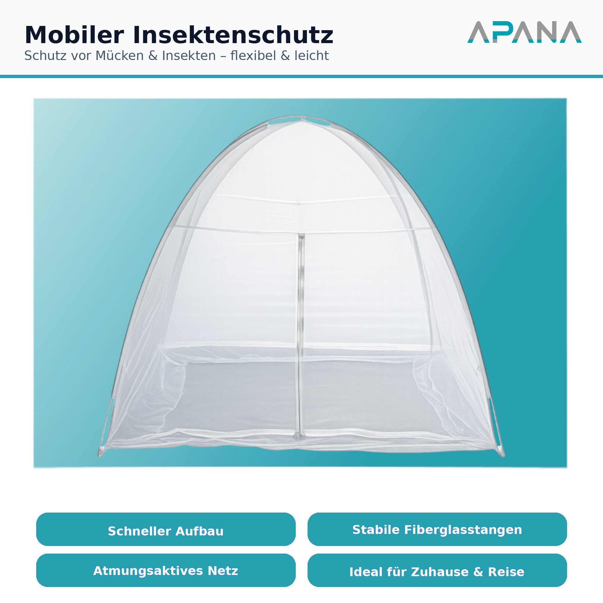 APANA Fliegengitter-Gewebe Mobiler Insektenschutz Moskitonetz Mückennetz Fliegengitter Netz, Größe (Breite x Höhe):150 x 200 x 150 cm