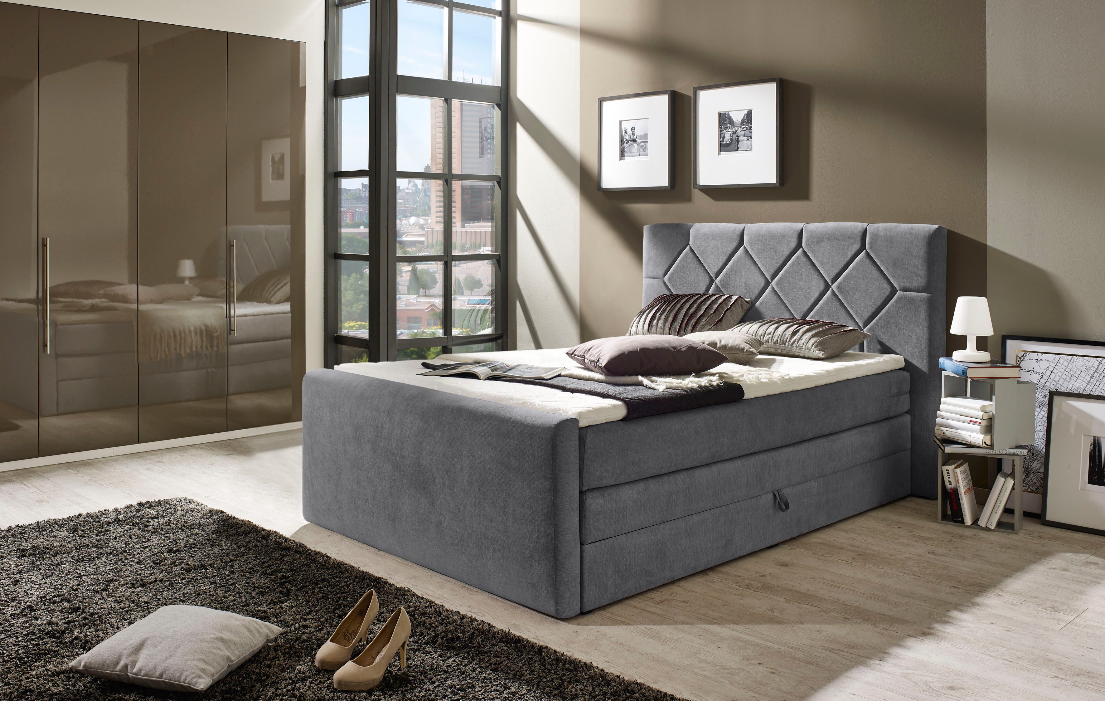 Home affaire Boxspringbett Atlanta, inklusive Topper und Bettkasten