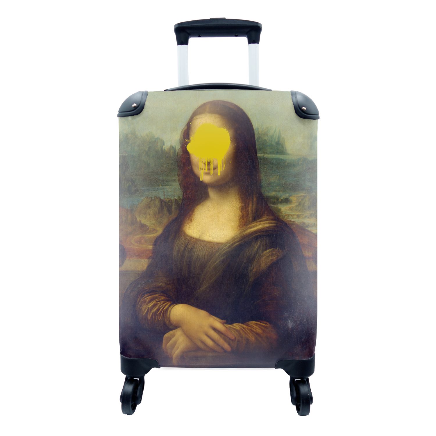 MuchoWow Handgepäckkoffer Mona Lisa - Leonardo da Vinci - Gelb, 4 Rollen, Reisetasche mit rollen, Handgepäck für Ferien, Trolley, Reisekoffer