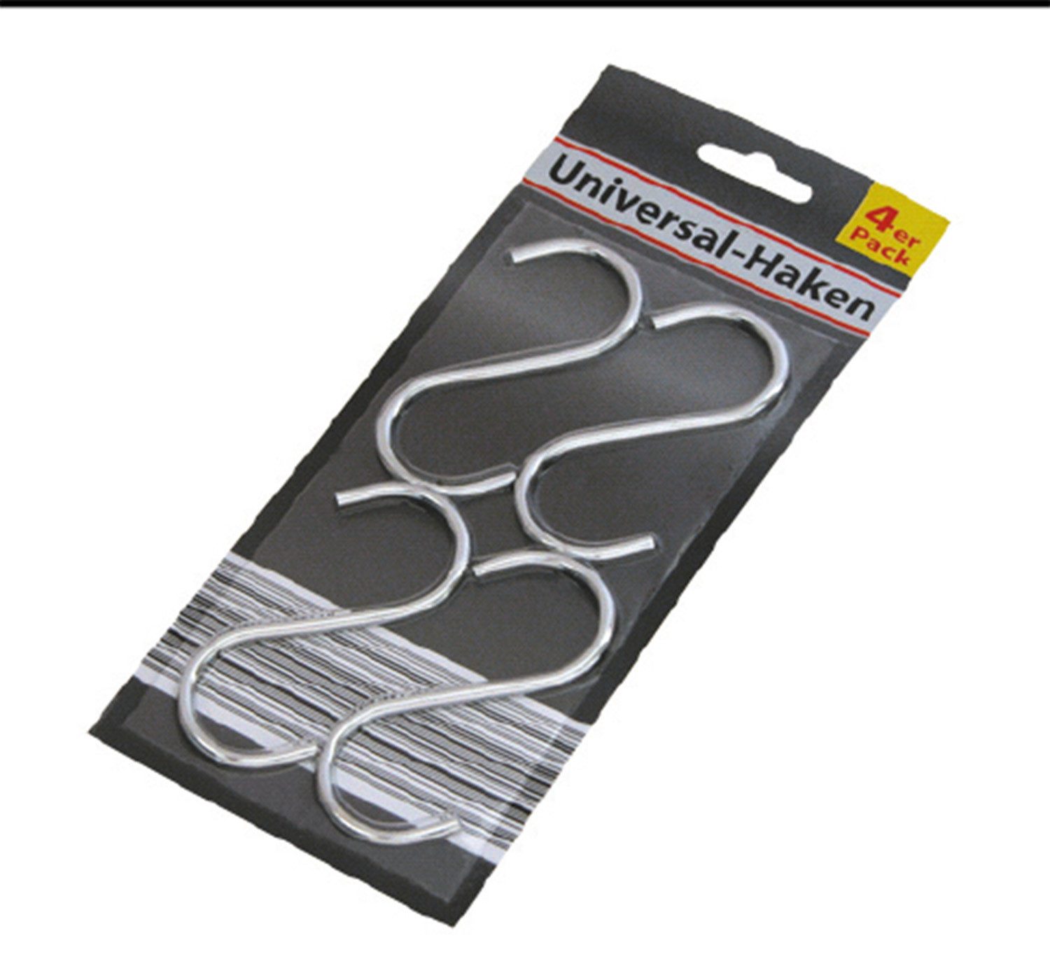 S-Haken Haken Set Silber 4 Stück – Praktische Aufhänger, (Stück, 4-St., Haken), Haken 4er Pack Wandhaken Klebehaken Aufhängehaken Badezimmerhaken