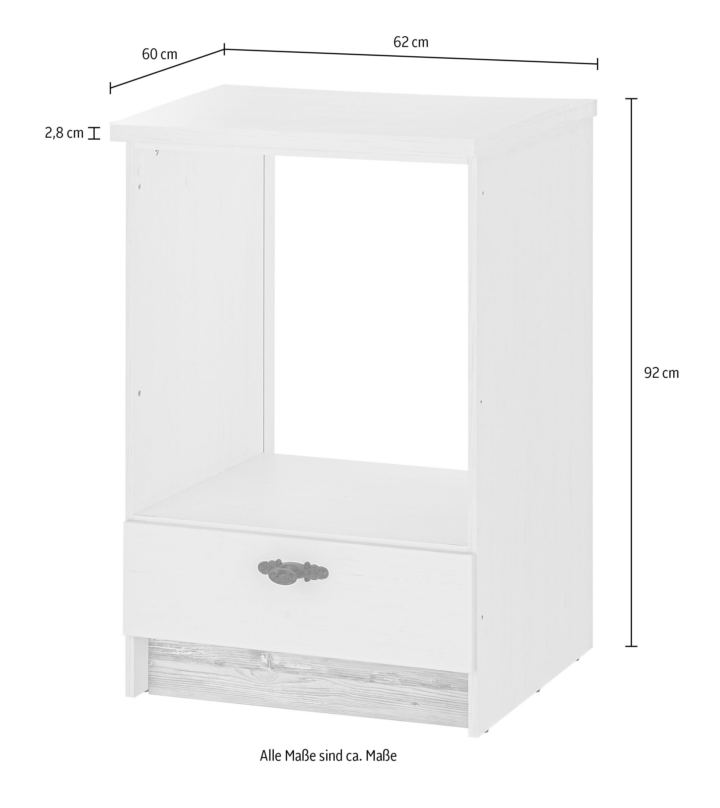 Home affaire Florence kitchen unit, kitchen in pine white, with hob housing, without appliances, (set), width 394 cm, with ornate metal handles, working height 92 cm