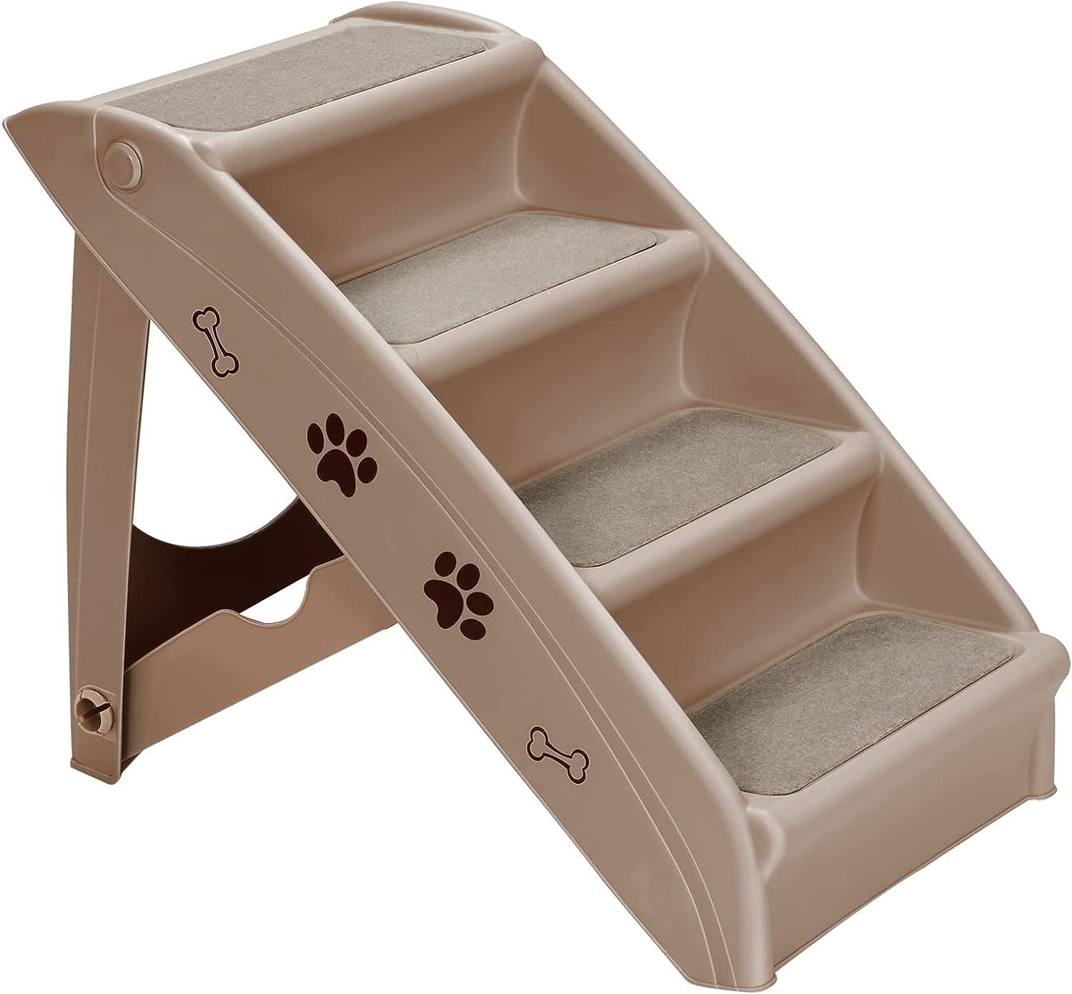 KOMFOTTEU Haustiertreppe Hundetreppe, mit 4 Stufen, tragbar&klappbar günstig online kaufen