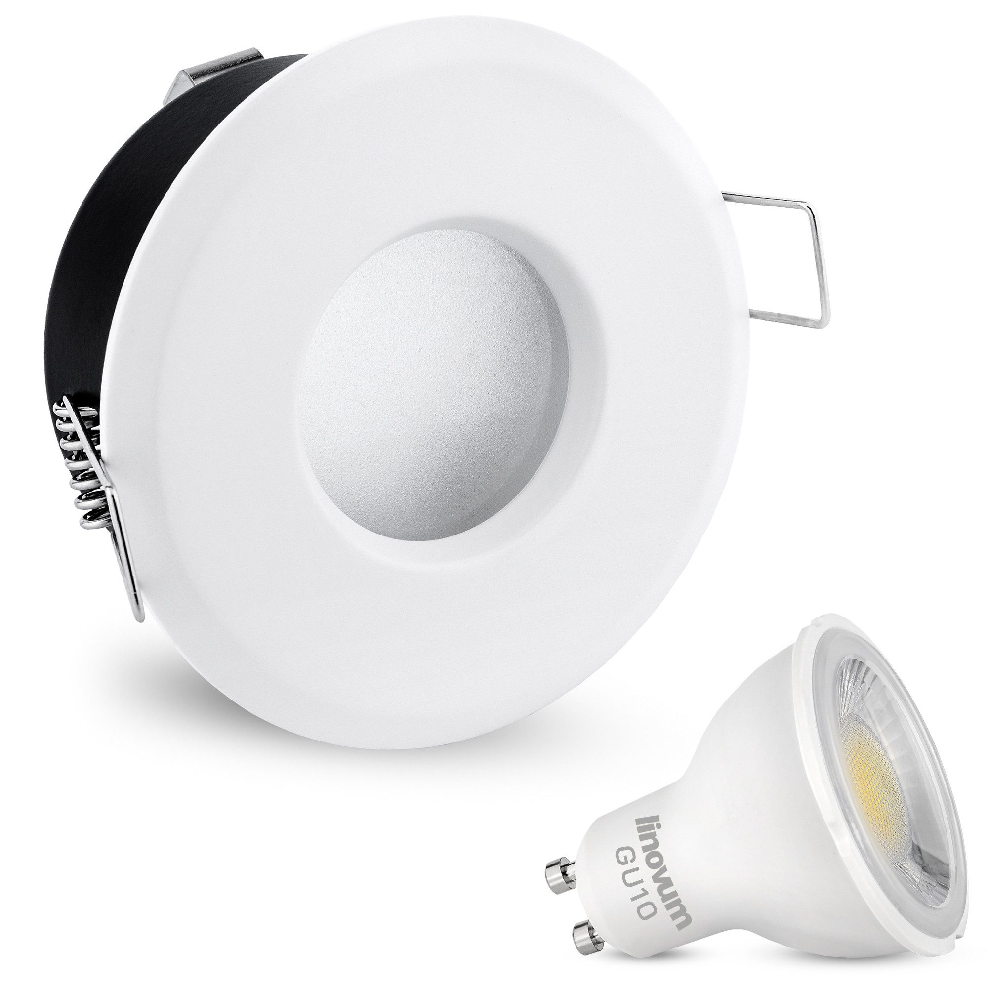 linovum LED Einbaustrahler LED Einbaustrahler IP65 neutralweiß GU10 3W Deckenlampe Einbauspot, Neutralweiß