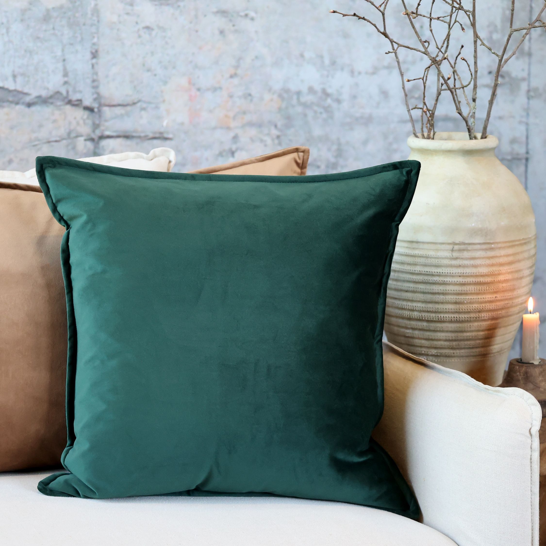 Chic Antique Kissenbezug Chic Antique * Aix Kissebezug velour L50/B50 cm forest green, (1 Stück)