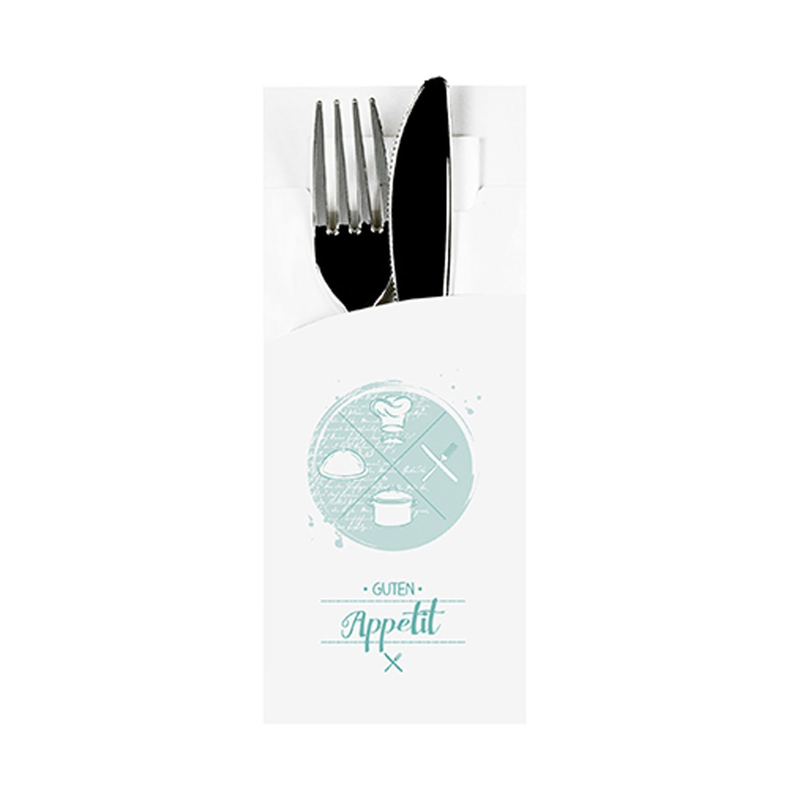 PAPSTAR Einwegbesteck-Set 520 Stück Bestecktaschen Guten Appetit, 20 x 8,5 cm, weiss, inkl.