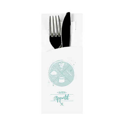 PAPSTAR Einwegbesteck-Set 520 Stück Bestecktaschen Guten Appetit, 20 x 8,5 cm, weiss, inkl.
