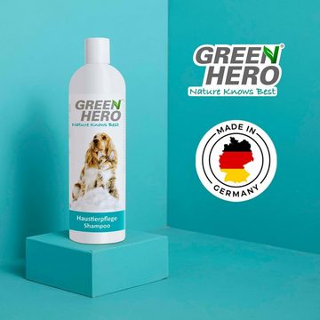 GreenHero Tiershampoo Haustierpflege Shampoo sensitiv für Hunde, 500 ml, gegen Juckreiz, Pflegeshampoo bei trockener & juckender Haut