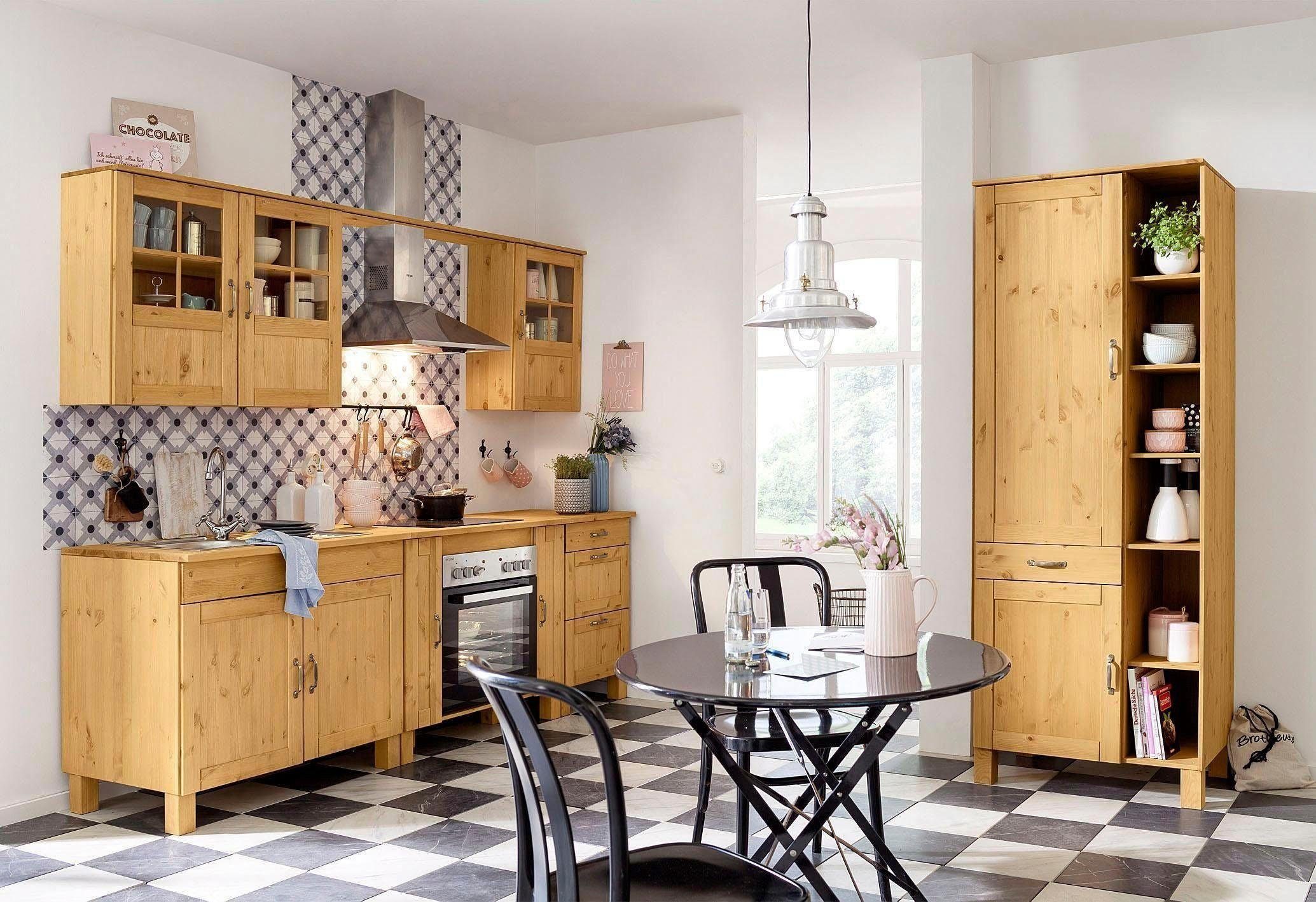 Home affaire Küchenzeile Alby, Breite 325 cm, aus Kiefer massiv, ohne E-Ger günstig online kaufen