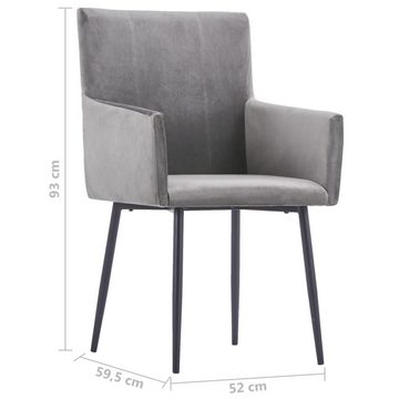 vidaXL Esszimmerstuhl Esszimmerstühle mit Armlehnen 2 Stk. Grau Samt (2 St)