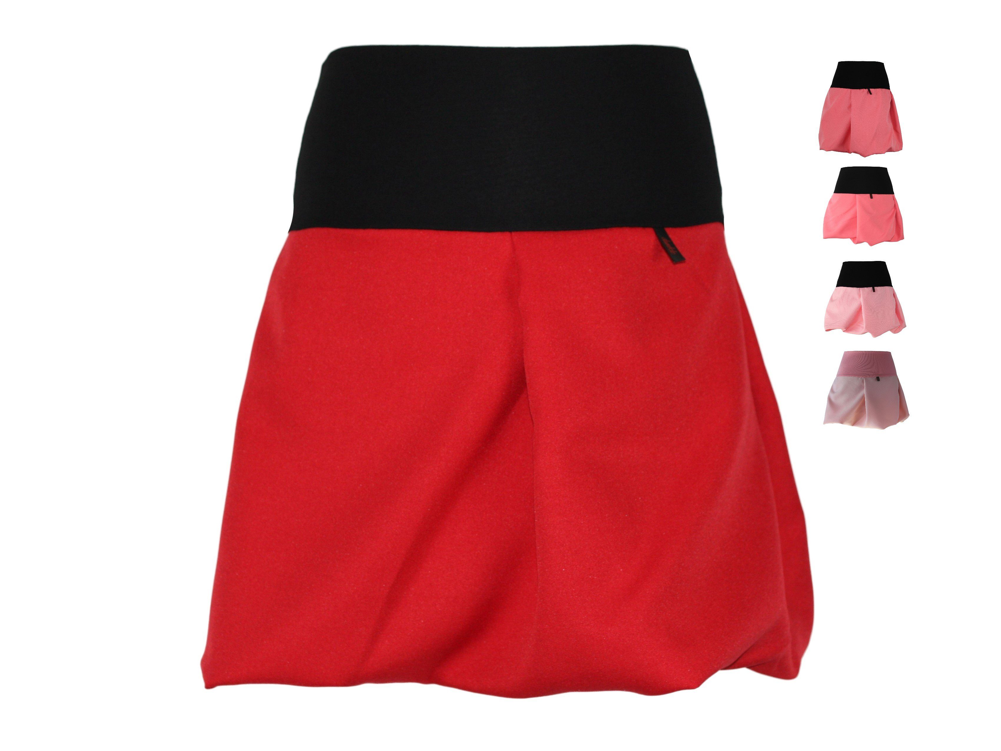 dunkle design Minirock Ballonrock Rot Rosa Koralle Lachs Mini elastischer Bund