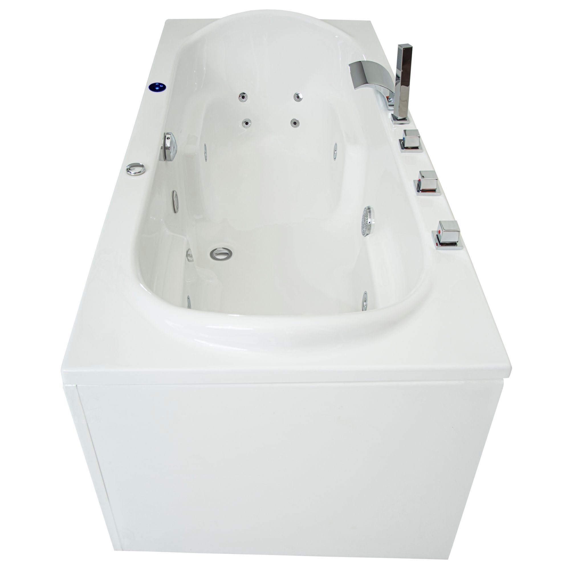 Basera® Whirlpool-Badewanne BASIC Indoor Whirlpool Badewanne Palau 180 x 80 cm, (Komplett-Set), mit 12 Massagedüsen, Wasserfall, LED