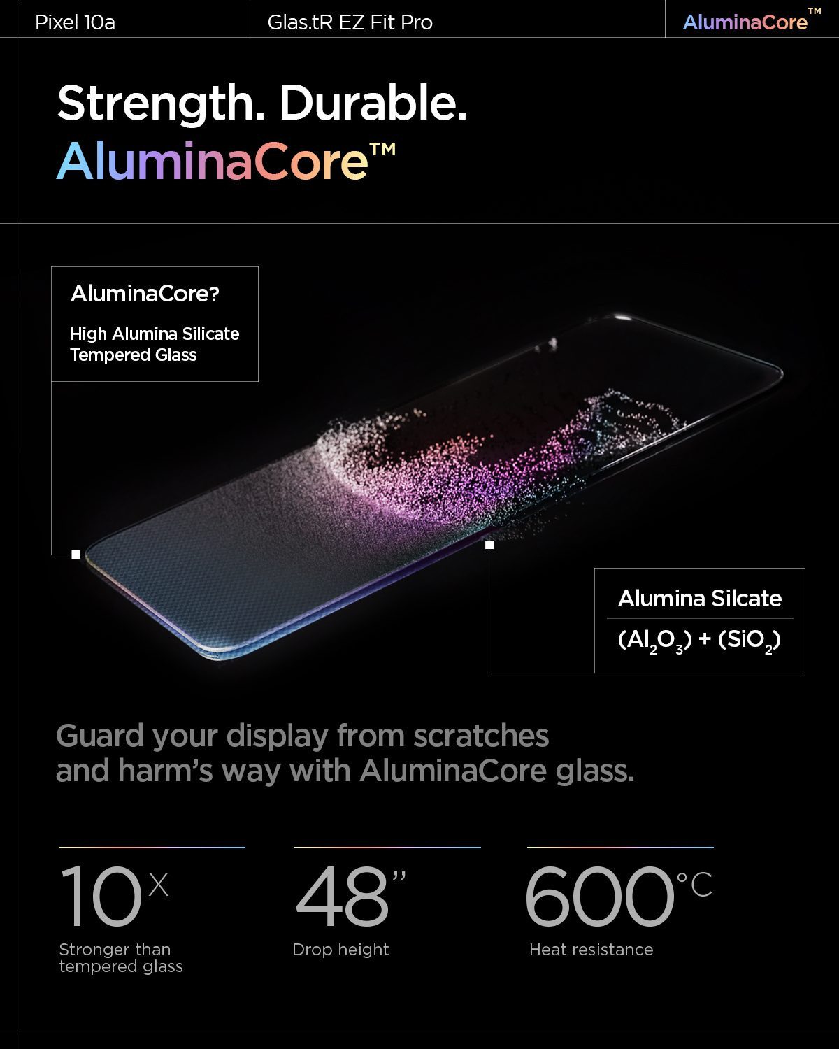 Spigen Displayschutzglas 2x Panzerglas für Google Pixel 10a Displayschutz Schutglas für Google Pixel 10a, Displayschutz-Set, 2 Stück, 10H+ AluminaCore Hartglas, – Bild 4 von 5