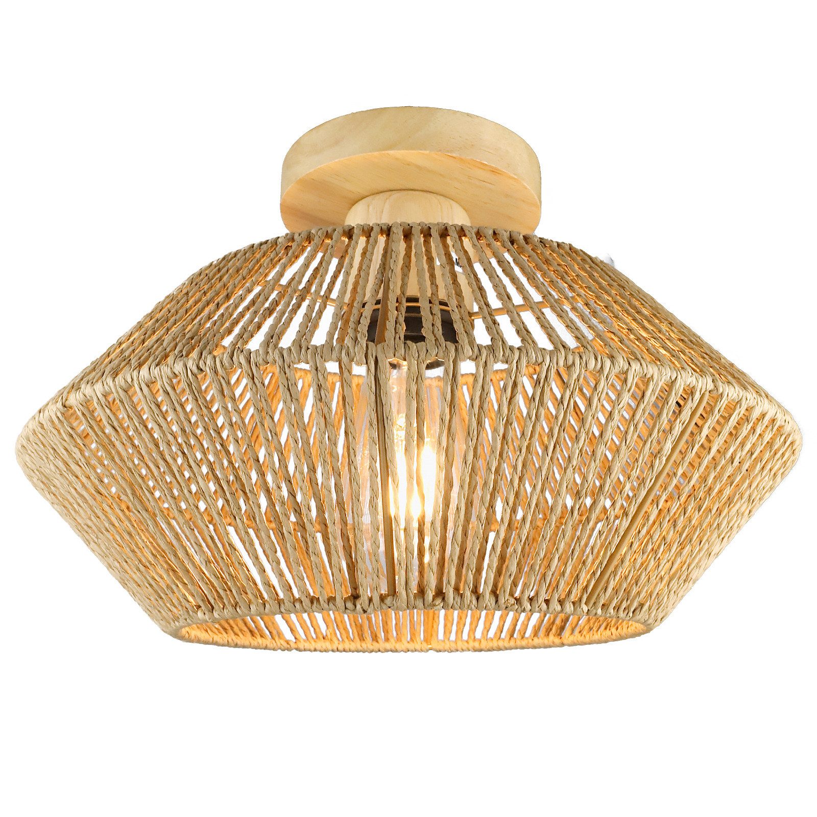 TWSOUL Deckenleuchte Vintage Rattan Lampe Boho Lampenschirm Hängelampe Rust günstig online kaufen
