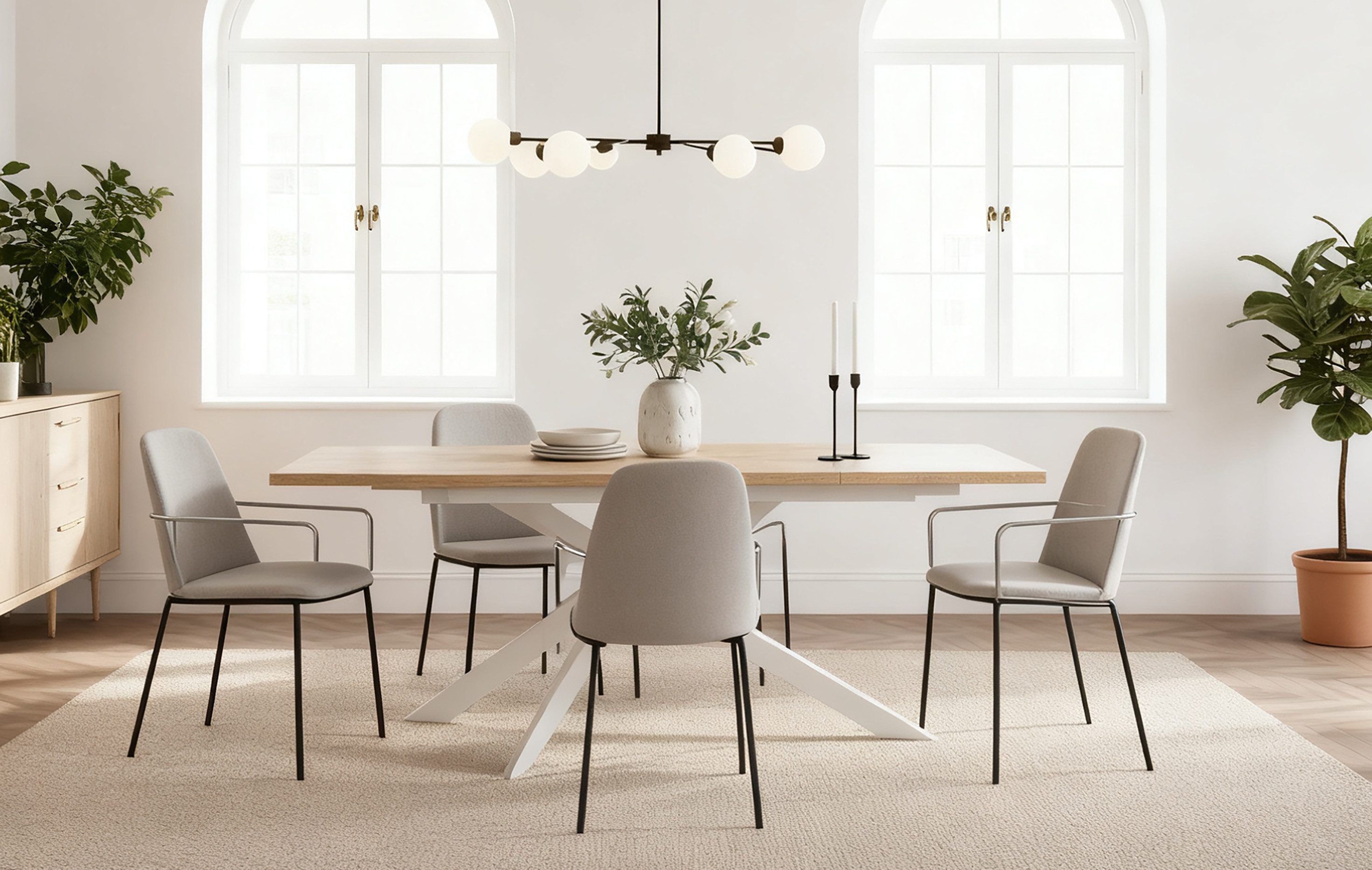 B&D home Esstisch LARS, Metallgestell schwarz oder weiß, ausziehbar 120-160cm, 4-6 Personen