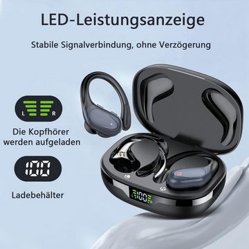 HYIEAR Bluetooth-Kopfhörer 5.3, Sportkopfhörer, Geräuschunterdrückung,Schwarz In-Ear-Kopfhörer (Bluetooth, Stereo USB-C)