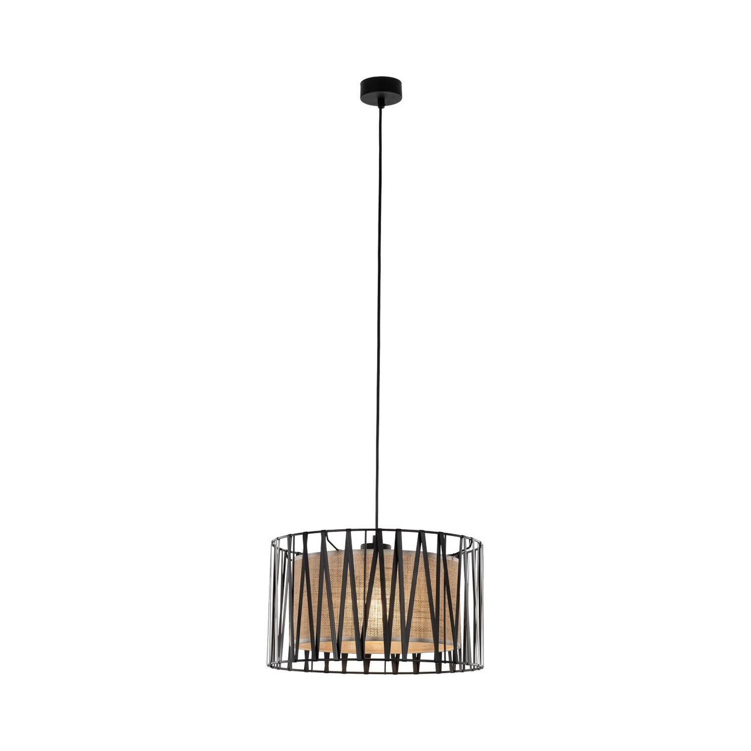 Licht-Erlebnisse Pendelleuchte MINA, ohne Leuchtmittel, E27 Ø 40cm rund H: max. 165cm verstellbar Schwarz Braun