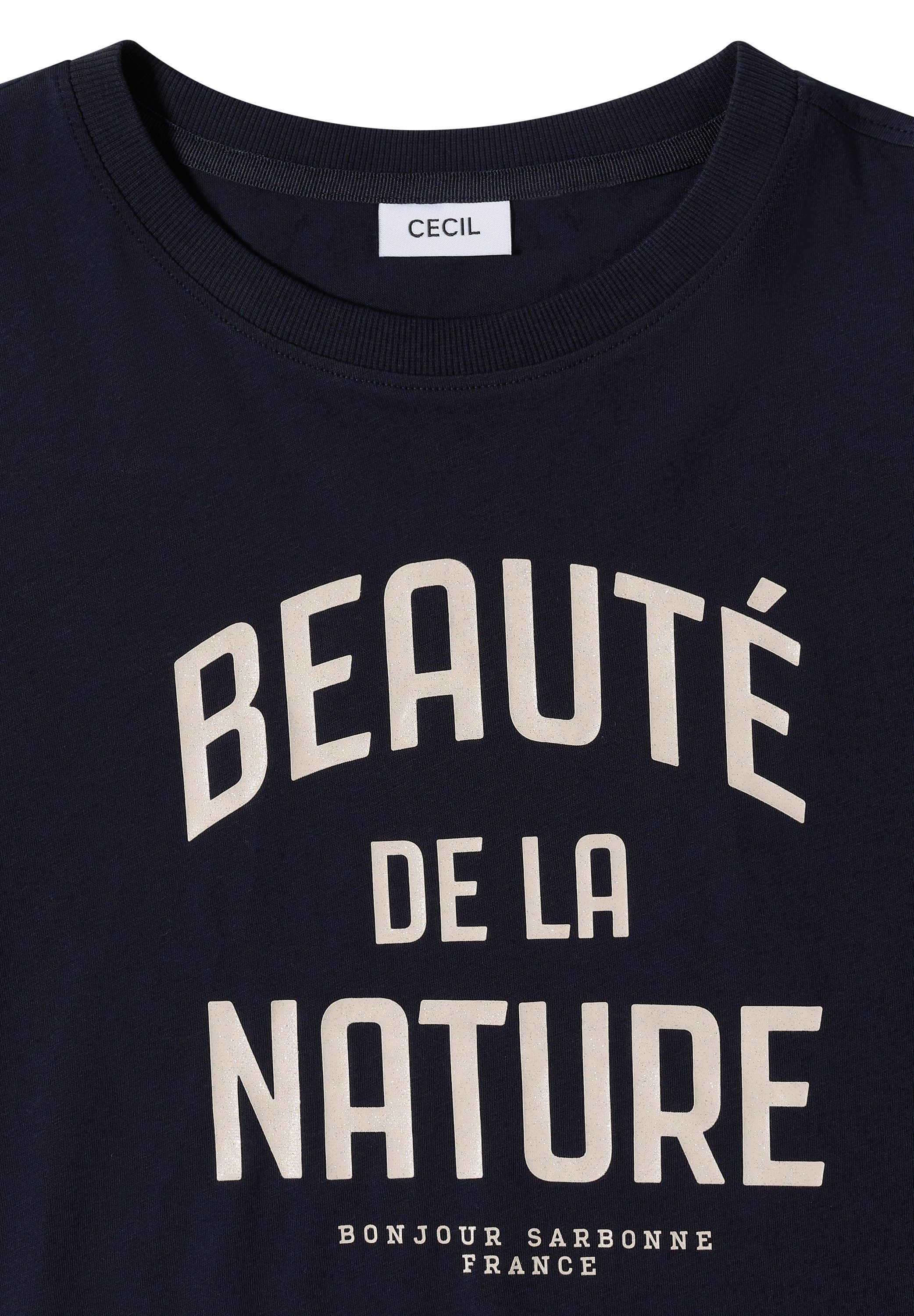 CECIL T-Shirt Sommershirt mit Rundhals und Wording – Bild 5 von 5