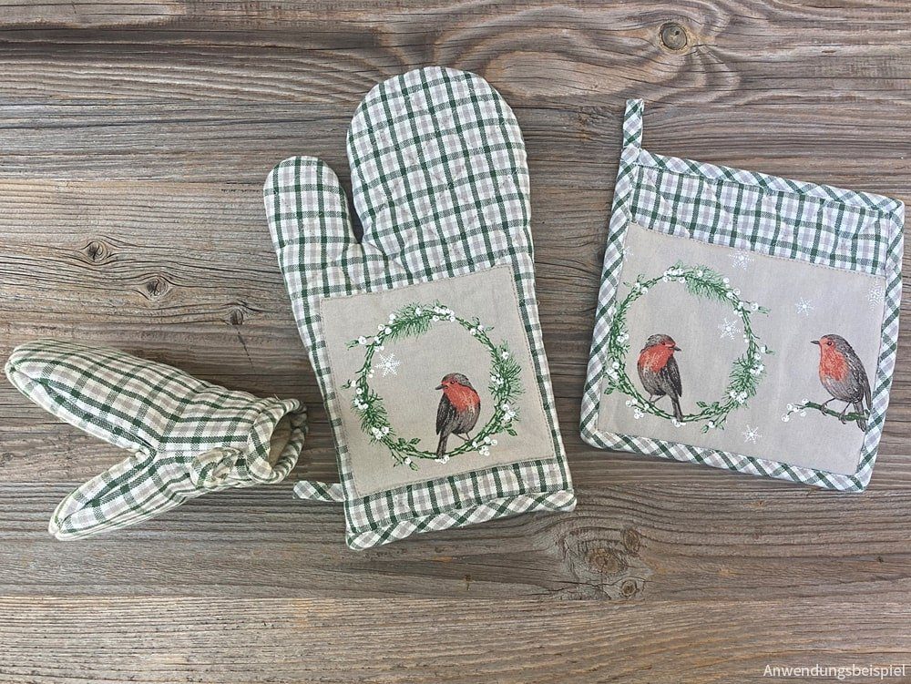 matches21 HOME & HOBBY Topflappen Topfhandschuh LEILA Karo Vogel Tanne bunt günstig online kaufen