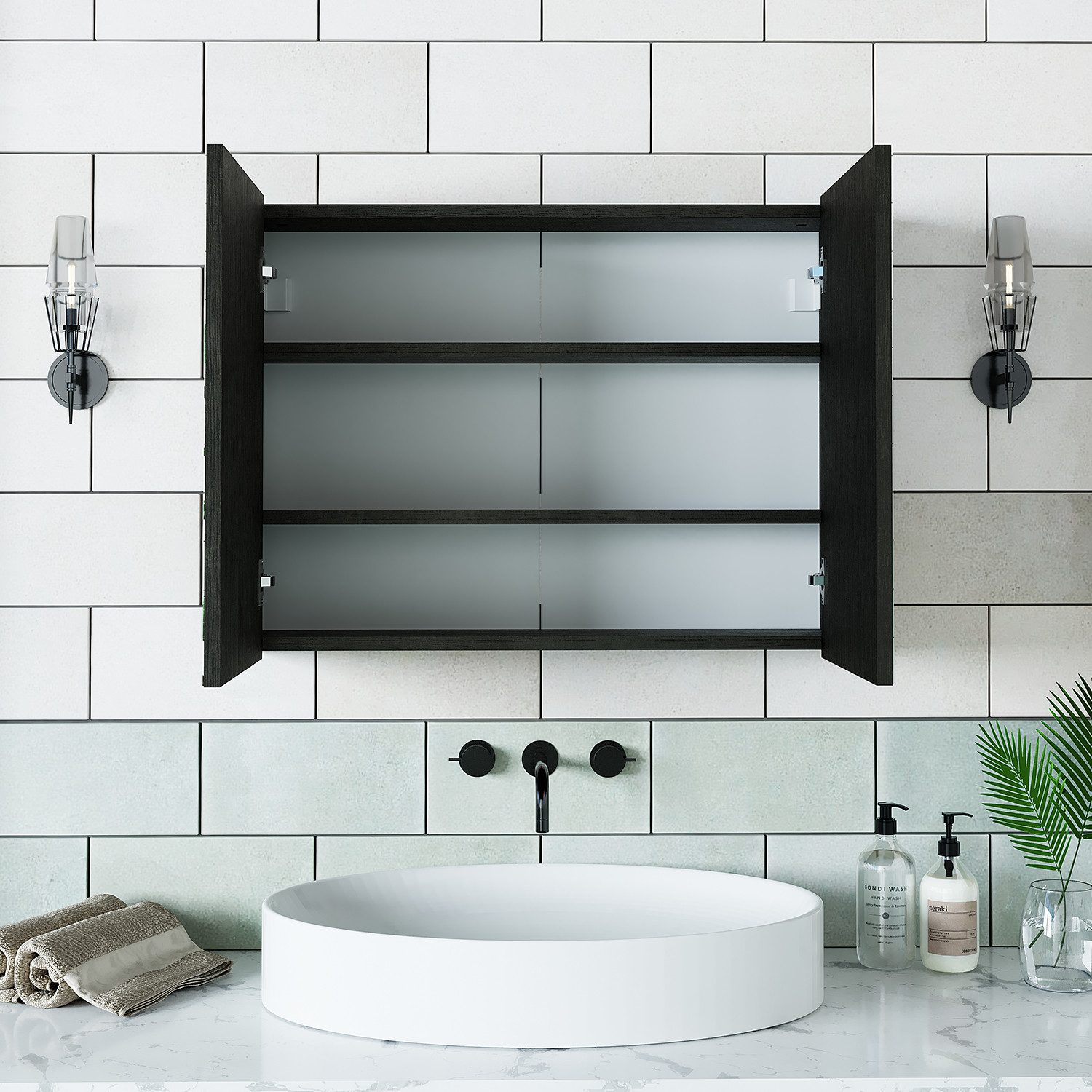 Roomart Badezimmerspiegelschrank Badezimmer Spiegelschrank, 2 Türen, Soft-Close, 2 Größen, wählbar (Badezimmer Spiegelschrank 80 cm und 60 cm breit Badmöbel Bad – Bild 4 von 5