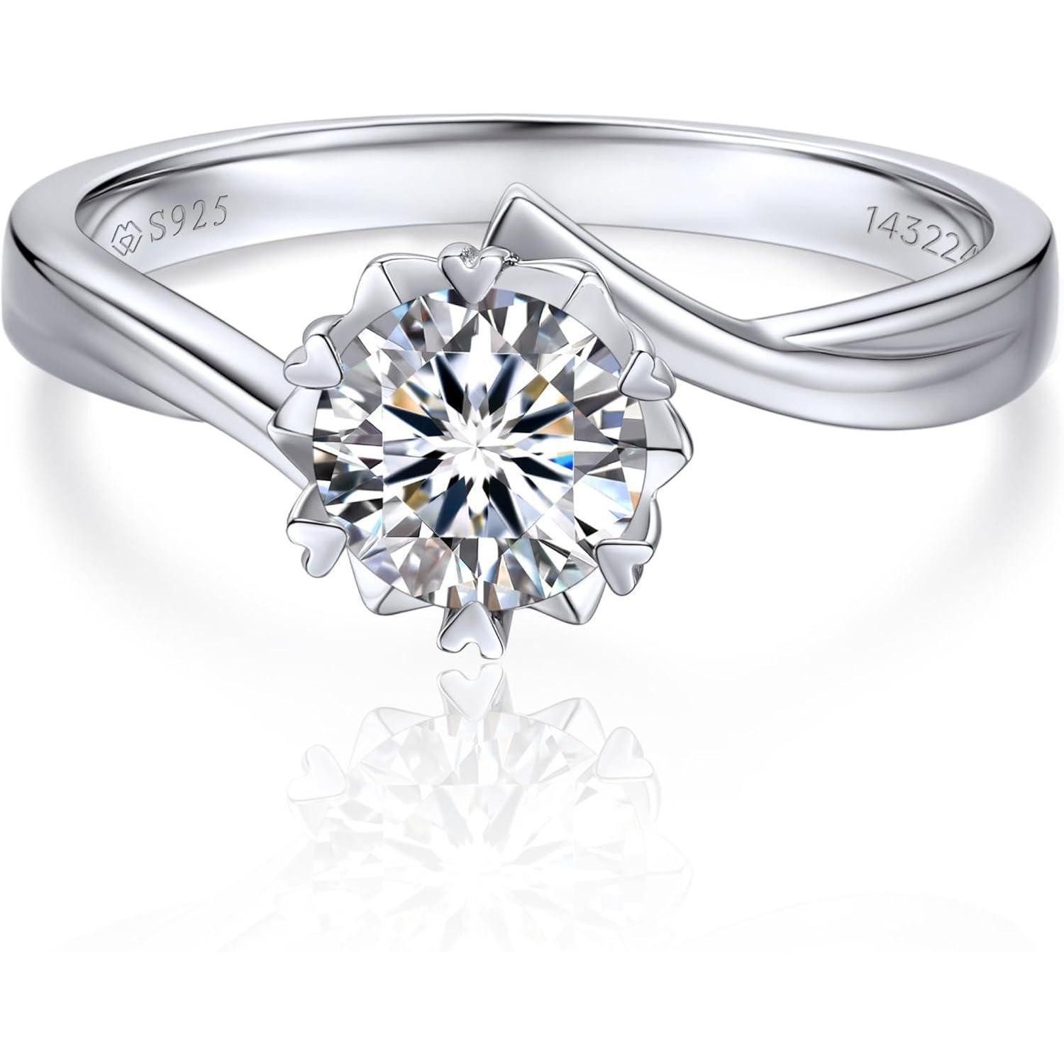 LuxusKollektion Verlobungsring Verlobungsring Damen 1-2 Karat Moissainte Schneeflocke Silber 925