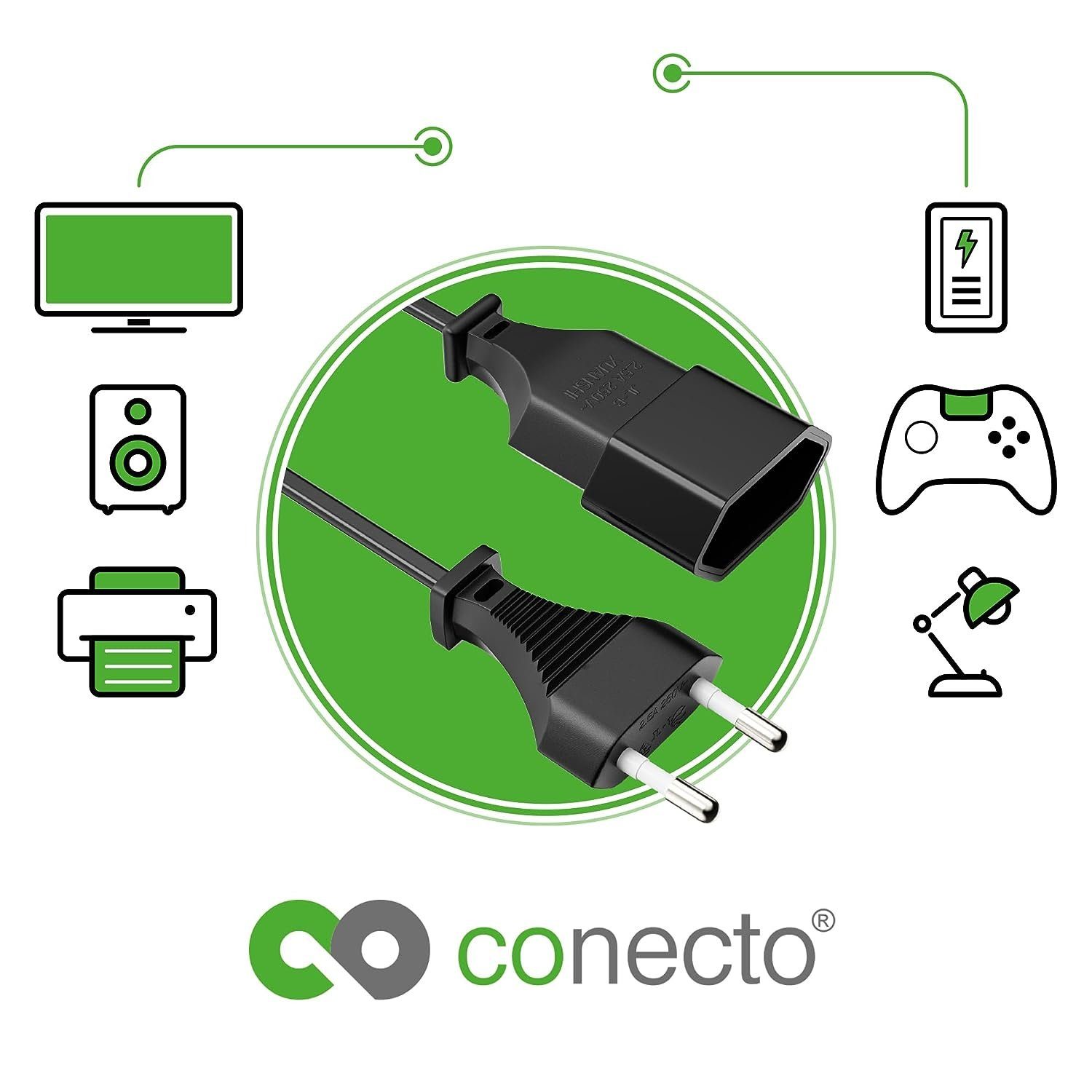 conecto Euro-Stecker (100 auf Euro-Buchse gerade schwarz Strom-Kabel-Verlängerung, cm) conecto Stromkabel,