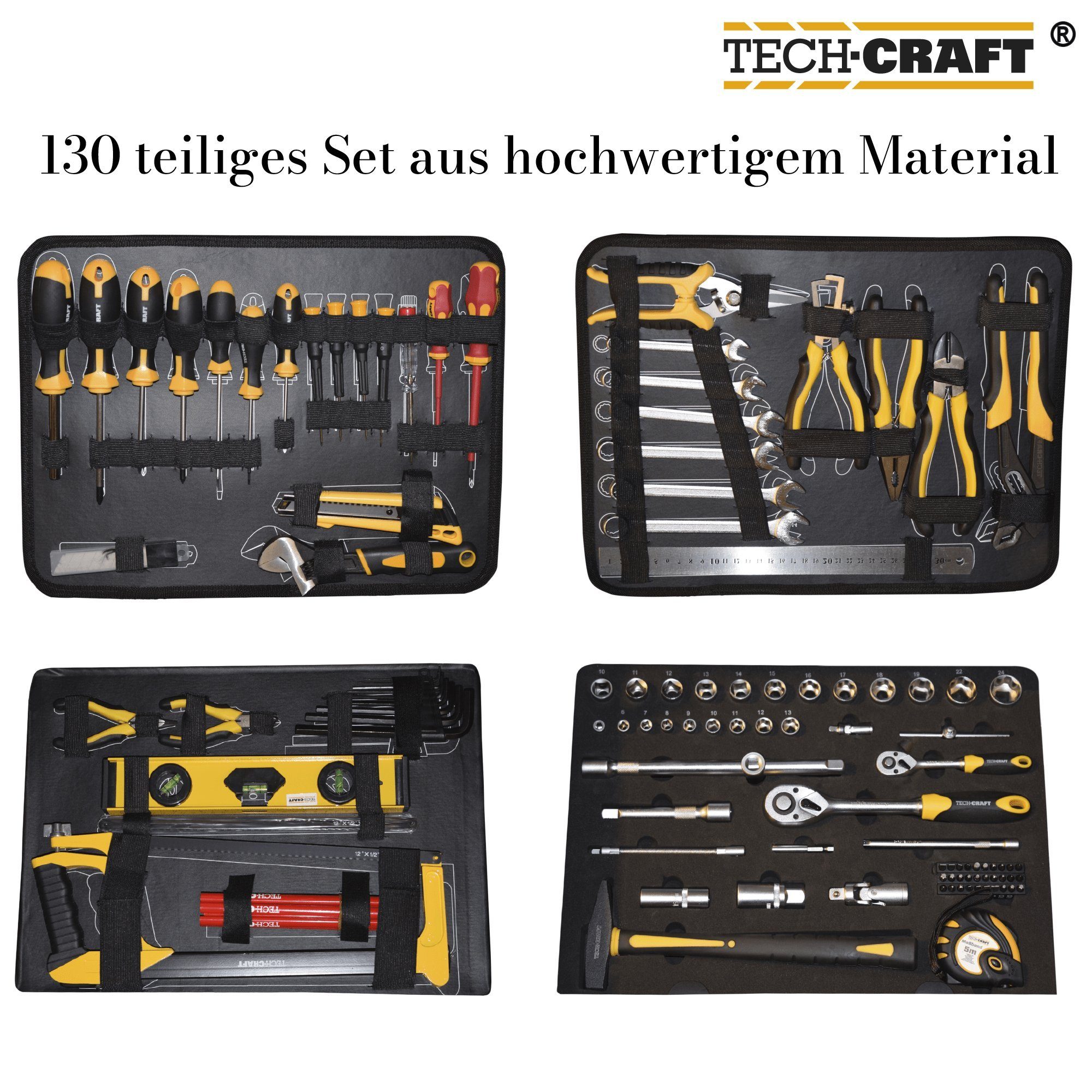 Aluminiumkoffer im robustes Teile), (130 Werkzeugkoffer Werkzeugkoffer TECH-CRAFT Tool-Set