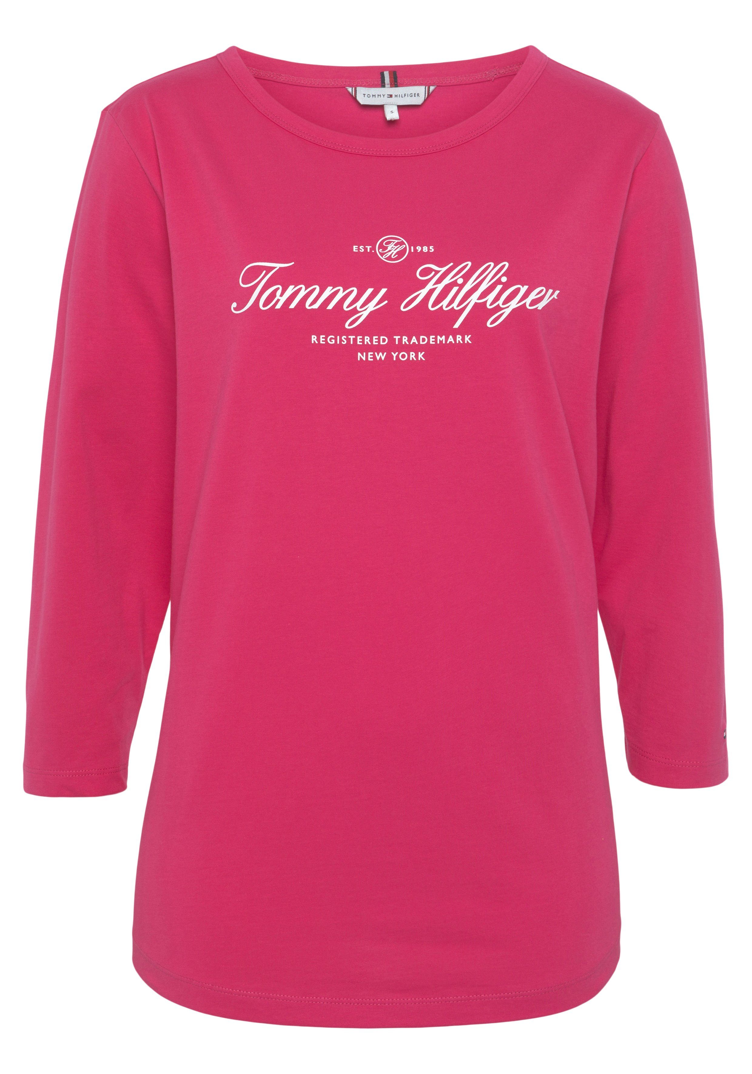 Tommy Hilfiger Curve Langarmshirt CRV SLIM SIGNATURE OPN NK 3/4SLV PLUS  SIZE CURVE,mit Tommy Hilfiger Signature Logo-Schriftzug | T-Shirts