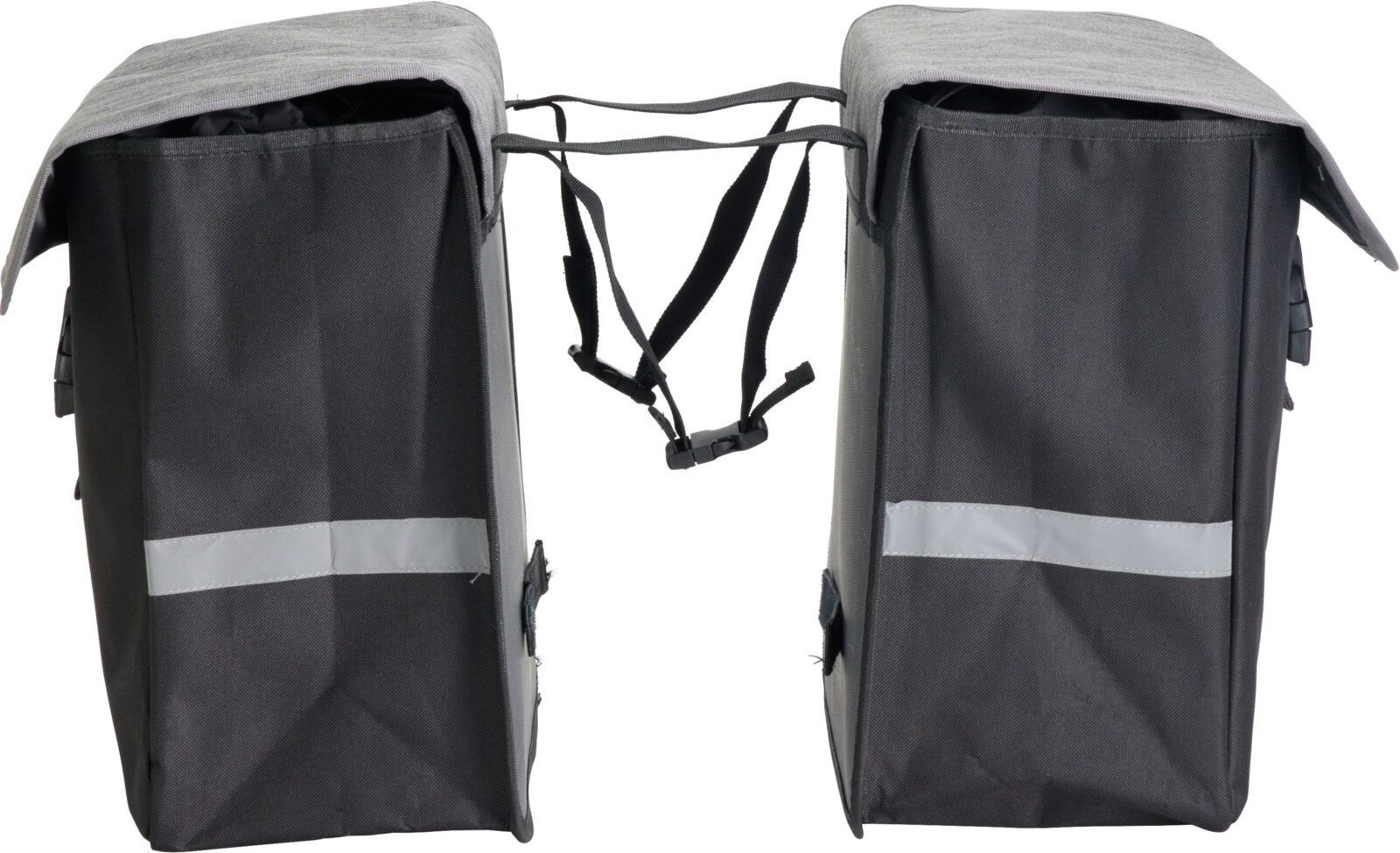 Koopman Fahrradtasche Gepäckträgertasche Doppeltasche Tasche 40L Polyester (Stück, 1-tlg., Packung), 2x20 Liter, Reflektoren, 34x35cm je Tasche, Gurtbefestigung