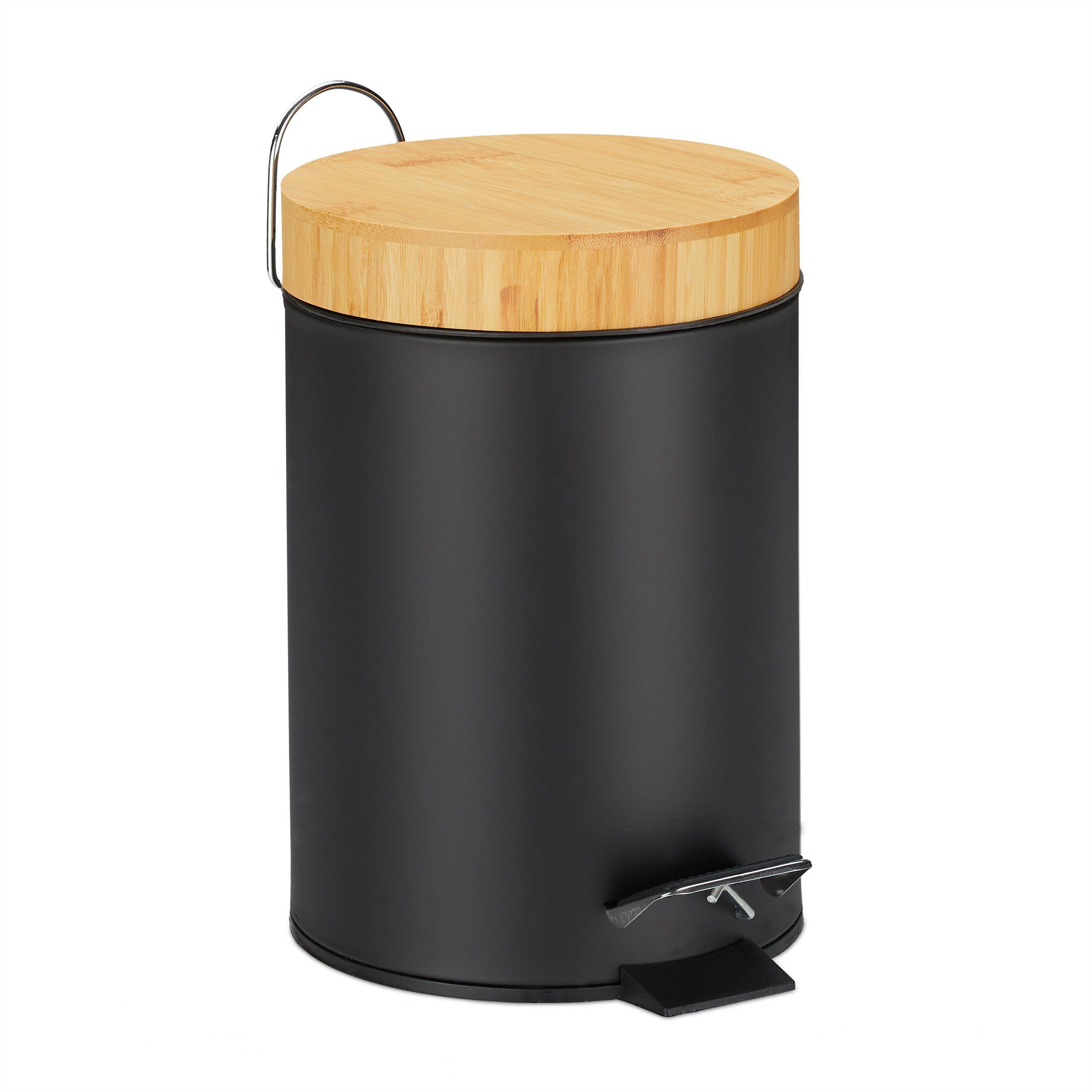relaxdays Mülleimer Bad 3 l, schwarz