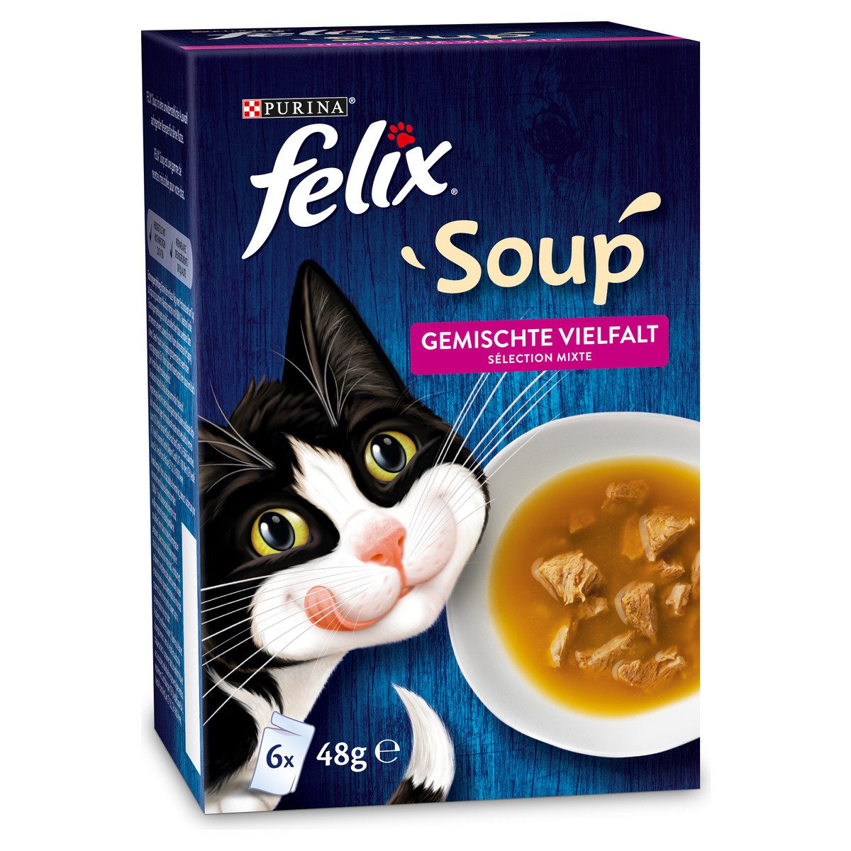 Felix Soup gemischte Vielfalt 6 x 48 g, Nassfutter für: Katze