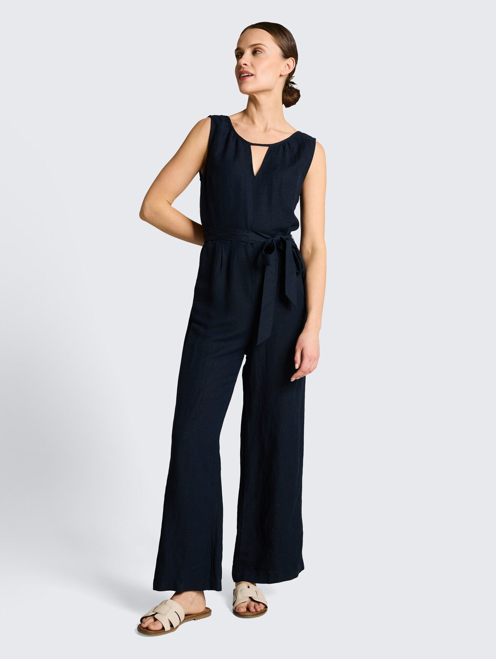 TOM TAILOR Jumpsuit Overalls Jumpsuit mit Leinenanteil