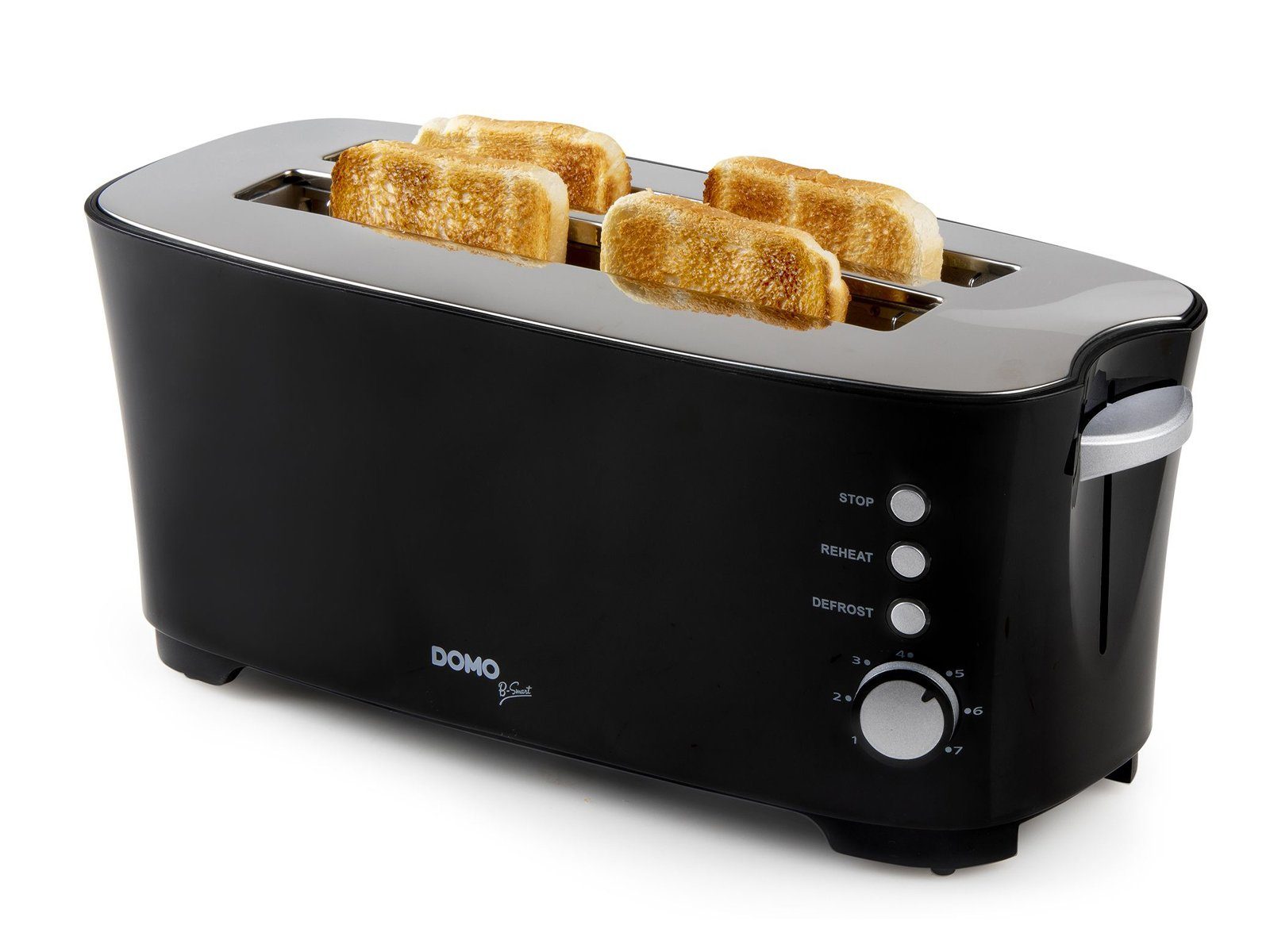 Domo Toaster, 2 lange Schlitze, für Toastbrot, 1350 W, Toastmaschine schmal 2 lange Schlitze Toster mit Cool Touch Gehäuse