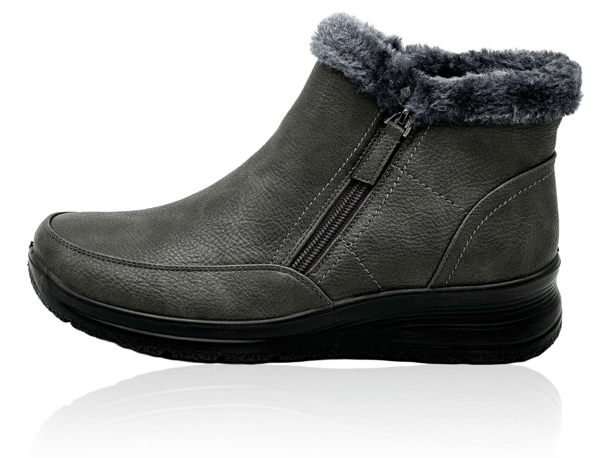 Nowaland Damen Warm Gefütterte Winter-Stiefeletten mit Reißverschluss Winterboots Weiches Innenfutter, leichtes Tragegefühl, praktische Reißverschlüsse