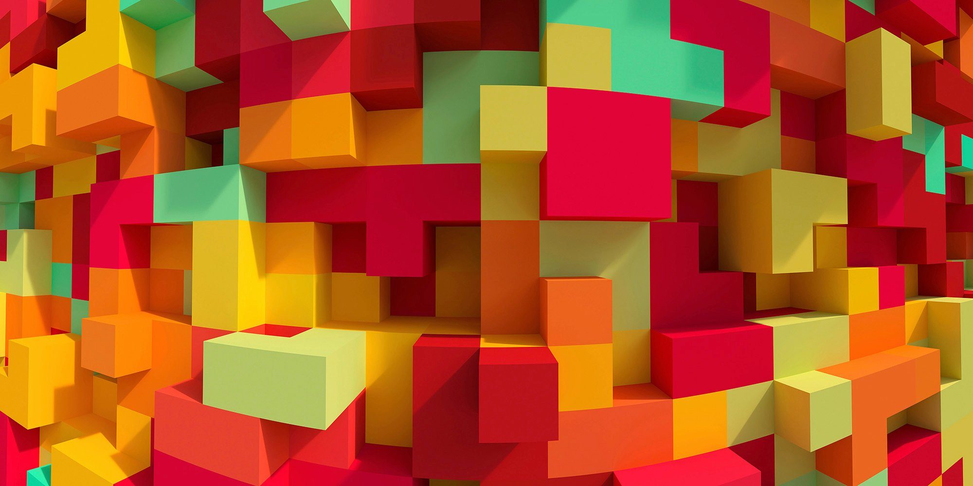 (Set, Cubes Fototapete Architects Colour, Schräge St), Paper Vlies, 3D 5 Wand,