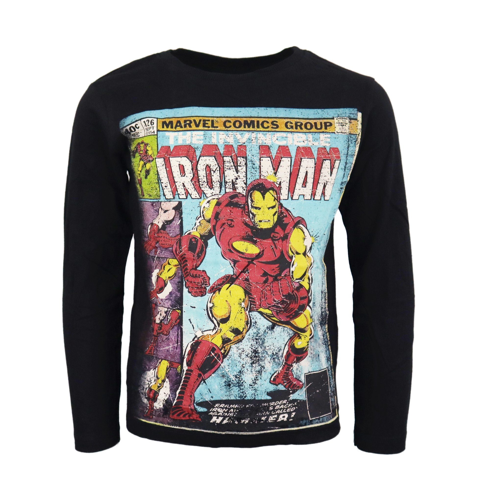 MARVEL Langarmshirt Marvel Avengers Jugend langarm Shirt Gr. Jungen Schwarz bis 164, oder 134 Grau