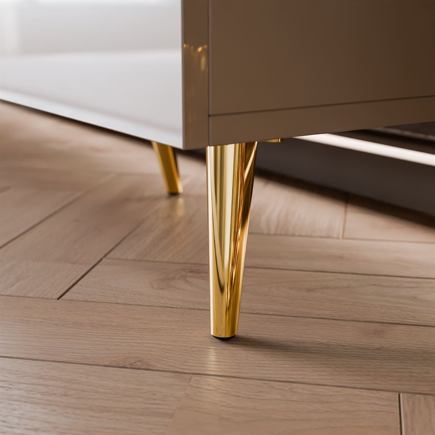 Lookway Kommode ONYX 4D Kaschmir auf goldenen Beinen Hochglanz 158 cm, 158x41x88 cm – Bild 5 von 5