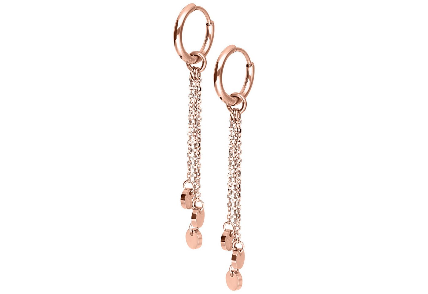Wildcat Paar Ohrhänger Little Plate Hoops - Roségold, Chirurgenstahl 316L - wasserfest, langlebig, hautverträglich