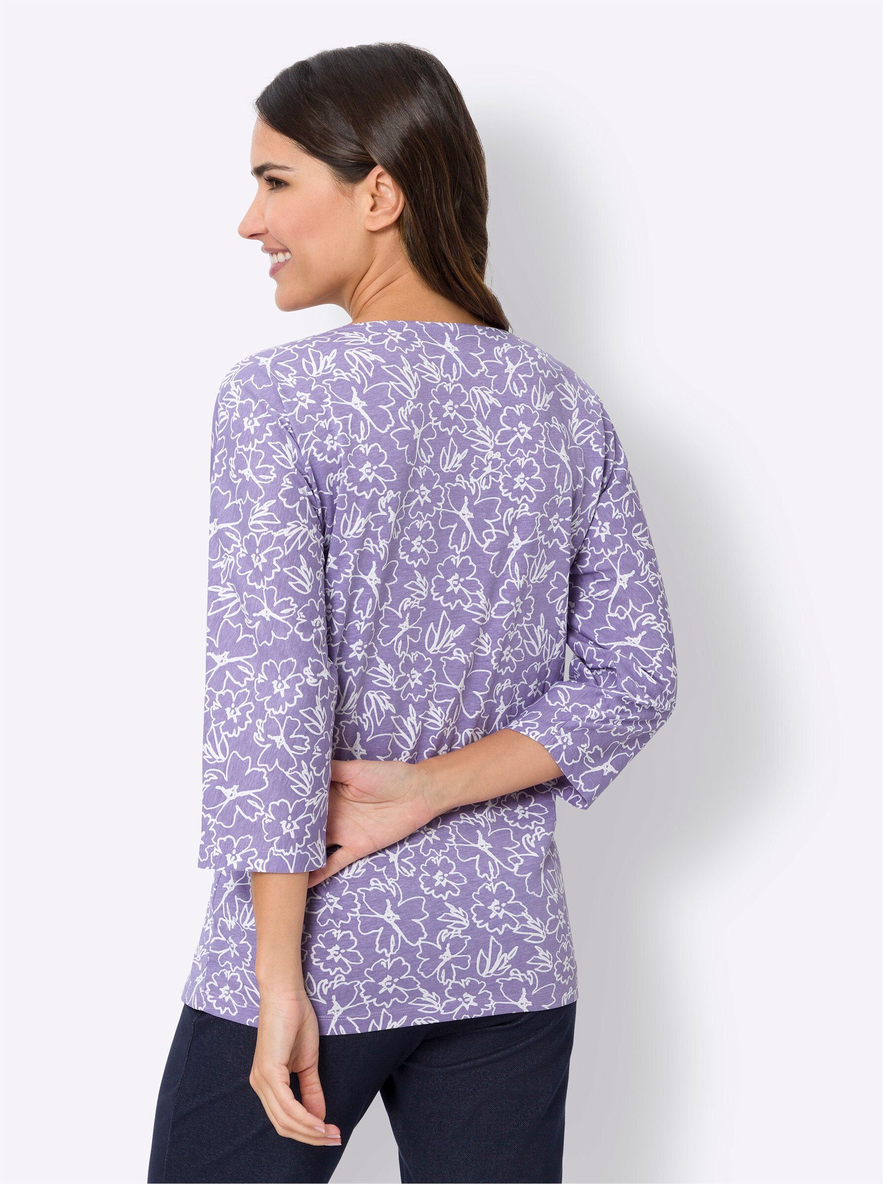 Sieh an! Trainingsshirt lavendel-ecru-bedruckt