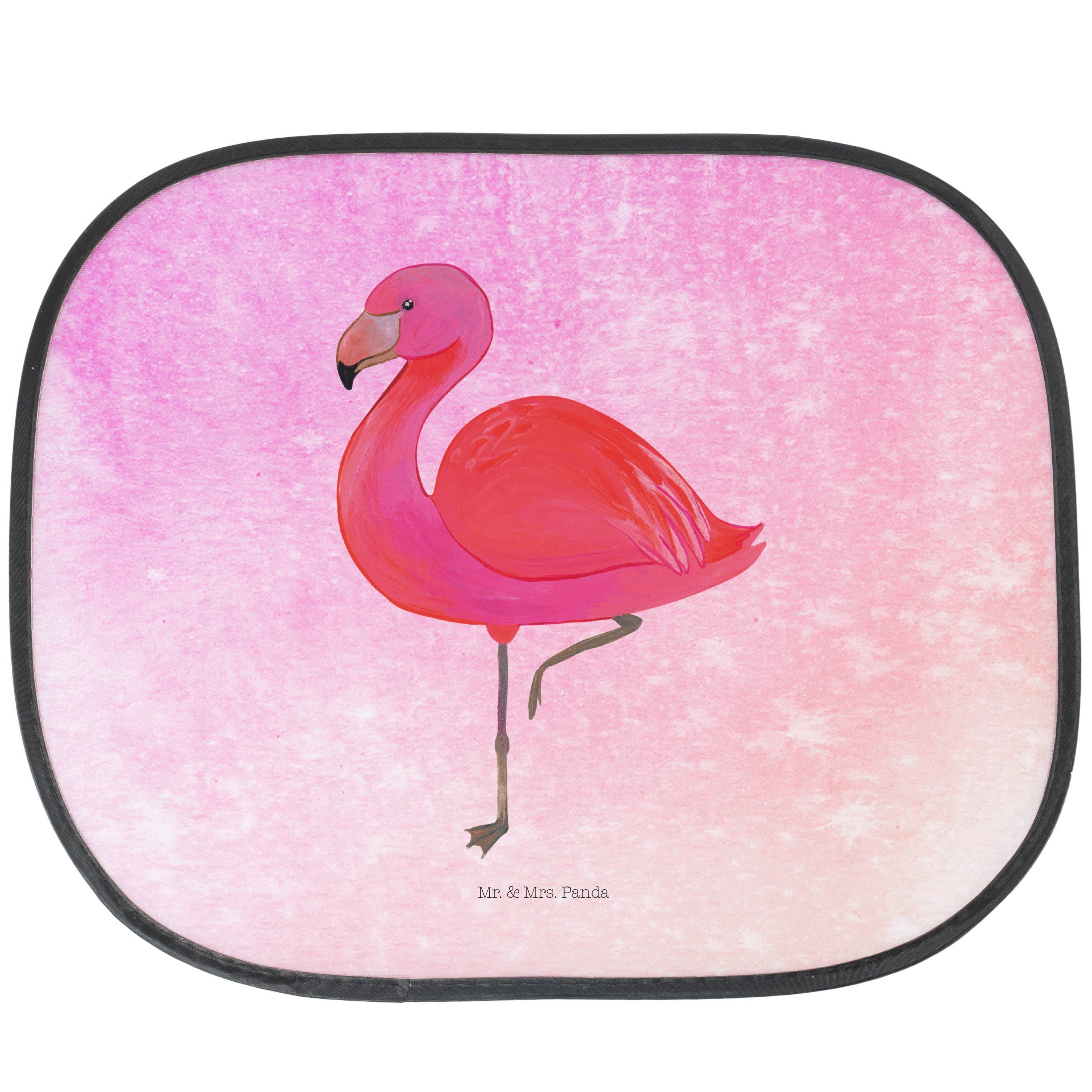 Sonnenschutz Flamingo classic - Aquarell Pink - Geschenk, Sohn, Spruch, Sonnenschu, Mr. & Mrs. Panda, Seidenmatt