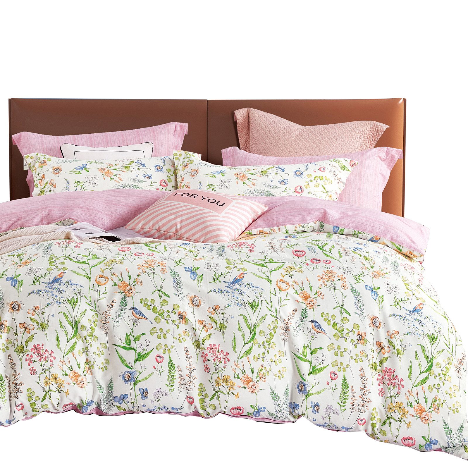 KEAYOO Bettwäsche HXM, 2 teilig, Rosa Blumenmuster Bettwäsche Baumwolle mit günstig online kaufen