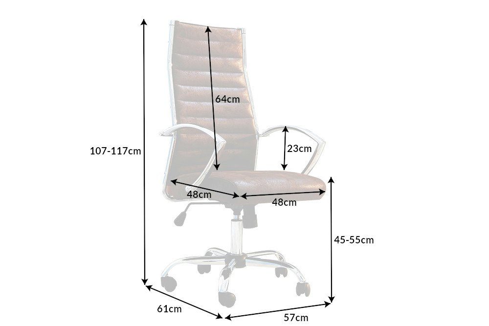riess-ambiente Bürostuhl BIG DEAL · silber · Metall Büro (Einzelartikel, · St), Microfaser braun Arbeitszimmer 1 coffee / drehbar ·
