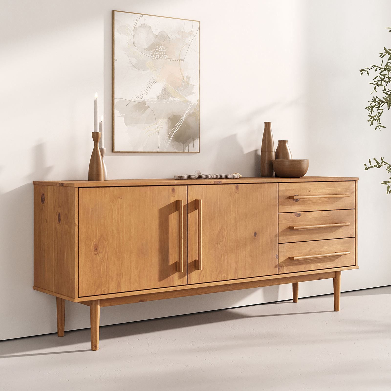 IDIMEX Sideboard TECCA, Wohnzimmer Kommode mit Türen 3 Schubladen Massivhol günstig online kaufen