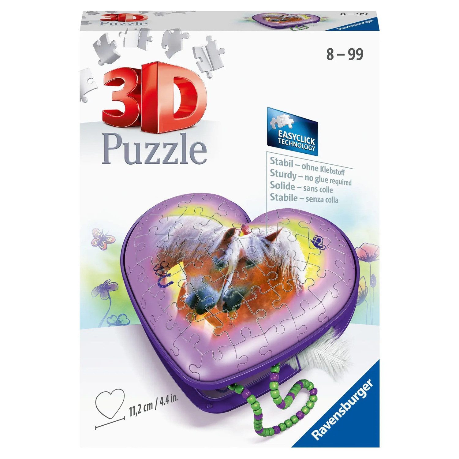 Ravensburger Puzzle Ravensburger 3D Puzzle 11171 - Herzschatulle Pferde - 54 Teile -..., 54 Puzzleteile