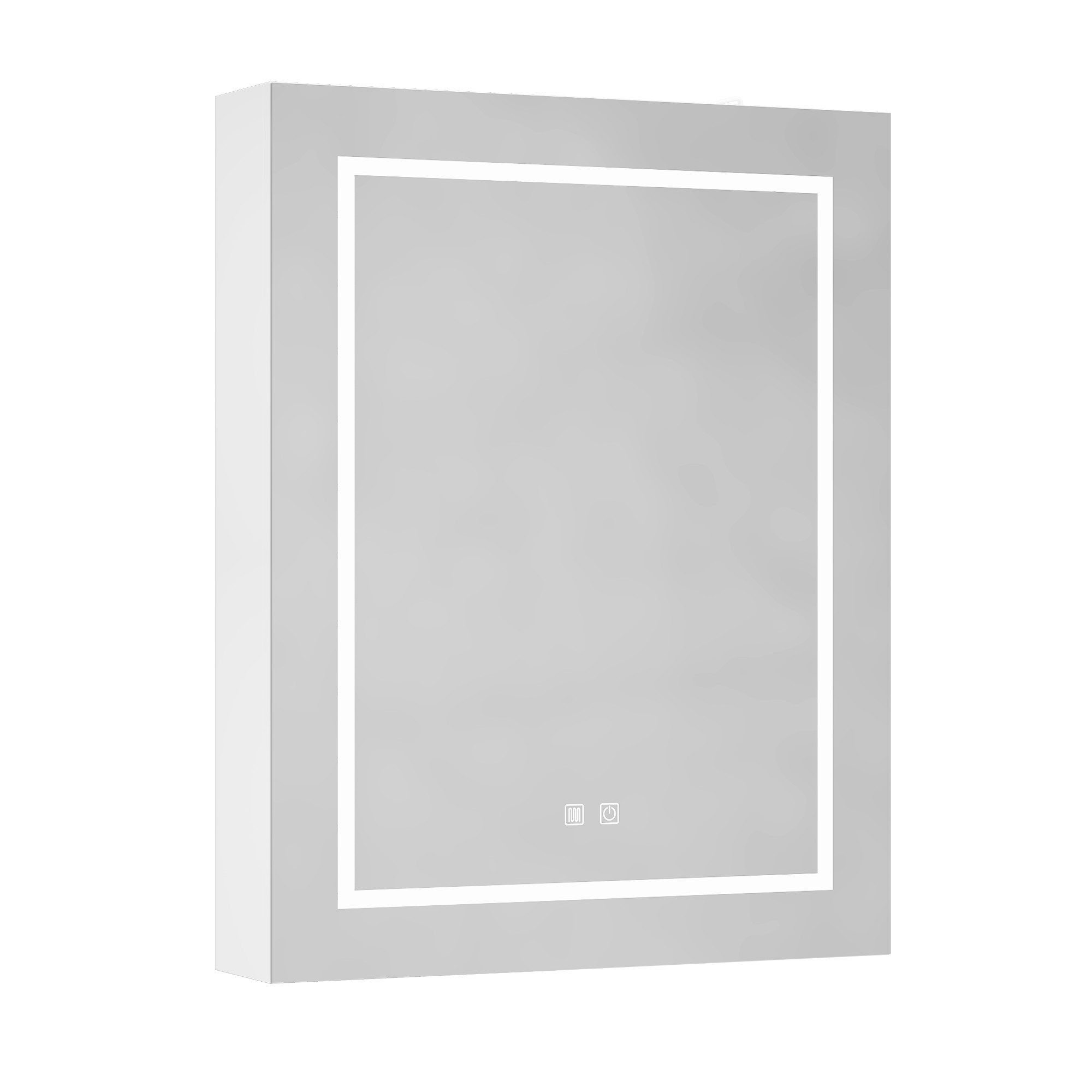 radelldar Spiegelschrank LED Badspiegelschrank mit Stauraum, Hängender Medizinschrank (1-St) mit 3 Lichtfarben & Speicherfunktion, 60 x 76 cm
